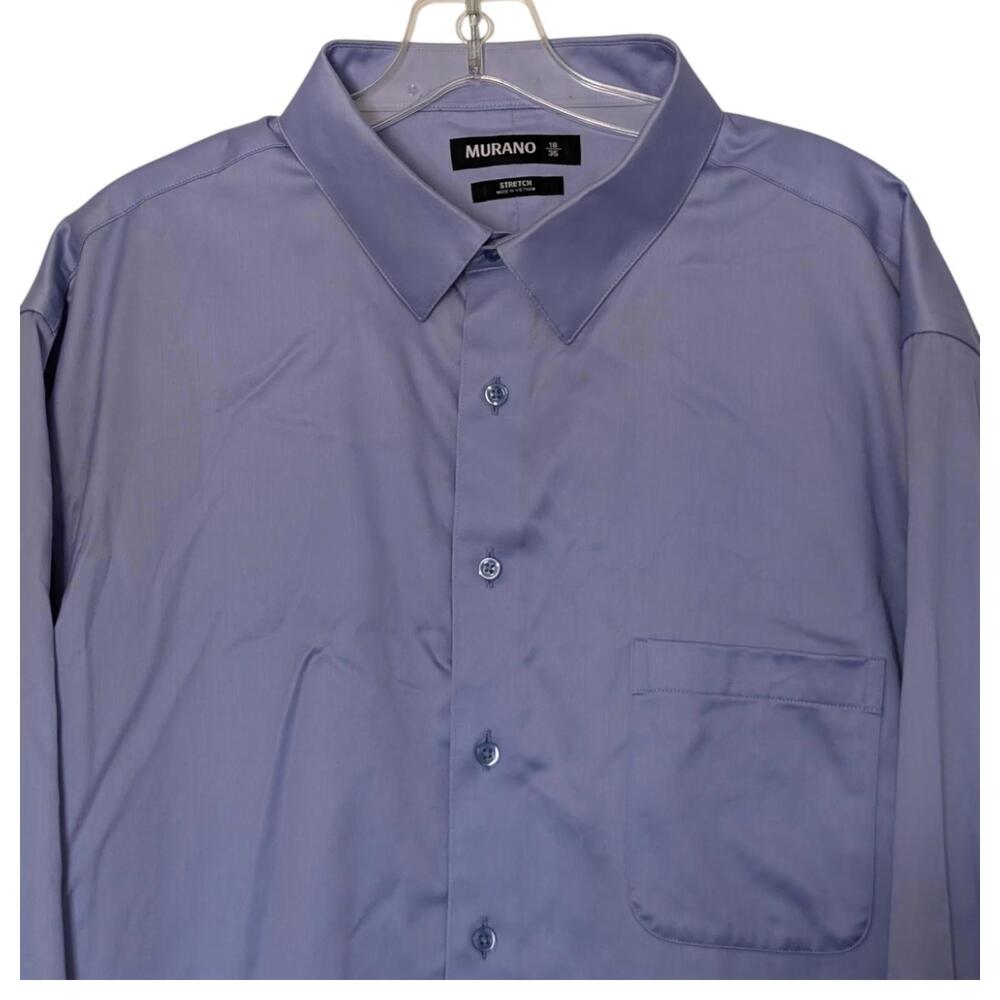 Murano Shirt Mens Extra Large Blue Stretch Button Up Dress Long Sleeve Pocket
